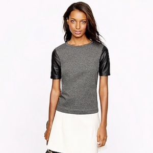J. Crew ponte and leather sleeve top